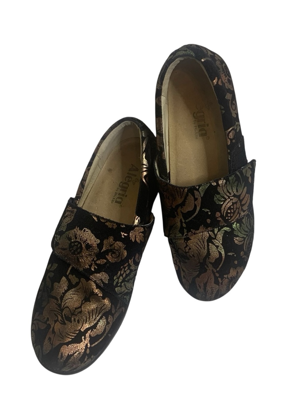 Alegria Lauryn Regal Gold Copper Floral Clog Shoes Size 40, US 9.5-10 LAU-557W